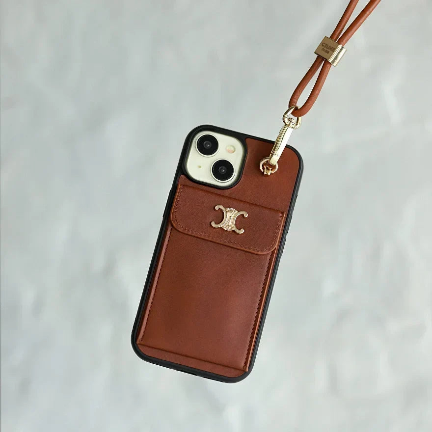 Classic Celine iPhone Case Single Crossbody Brown for iPhone 12-18 Pro & Pro Max