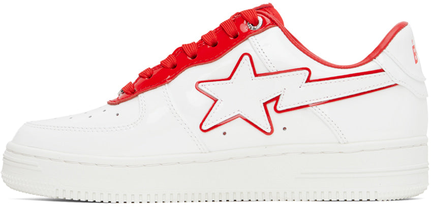A Bathing Ape Bape Sta  "Patent Leather White Red"